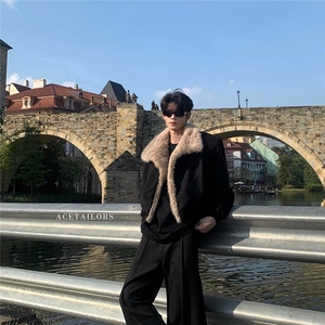ZY0915-P88美式复古解构裁片设计加绒外套男女宽松休闲座山雕夹克图片