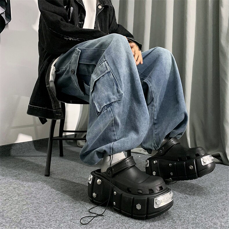 美式高街牛仔裤男秋季潮牌复古宽松直筒ins设计感裤子N0408-P48,男装牛仔裤,星座308B-1