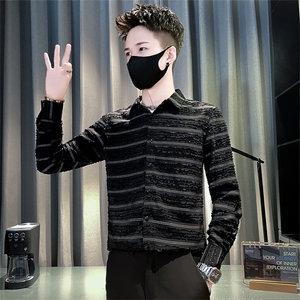 CS8909-P65控95春秋季时尚男花色男装寸衫2025新款痞帅内搭打底衬图片