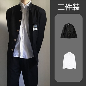 学院风西装外套男ins潮牌痞帅设计感中山装高级感日系复古制服图片