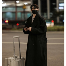 现货高品质秋冬毛呢大衣男中长款情侣韩系风衣外套812-F632-P128，男装风衣，星座812