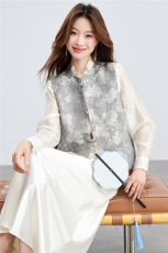 在仓~人丝衬衫马夹两件套2026年春夏薄款舒适防晒上衣套装可拆分，女装短外套，新依时派