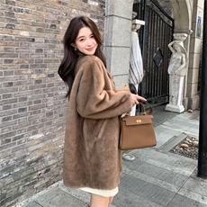 新品高品质仿水貂绒皮毛一体皮草大衣2976P210K298，女装皮草，2C029