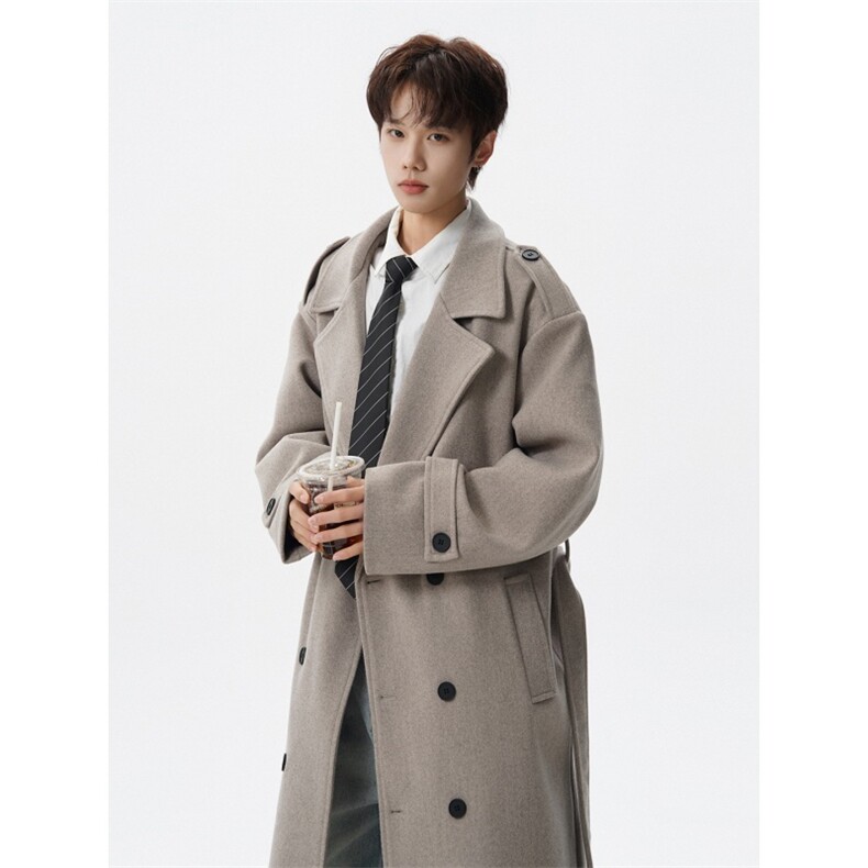 抖音直播数据款秋冬加棉加厚中长款毛呢大衣男风衣外套696-P138，男装风衣，星座812