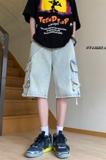 B221美式ins高街暗黑百搭牛仔工装短裤五分裤子LK23098-P65控88，男装牛仔裤，电商B221