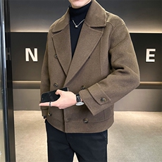 有报告双排扣冬季2025新款羊毛呢子大衣外套A313-8173J-P335，男装毛呢大衣，电商A313