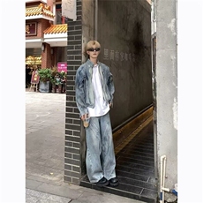 25春装小众解构渐变设计感立领牛仔外套潮流夹克百搭上衣JKK11P95，男装夹克，电商D256-2(原A064-2)
