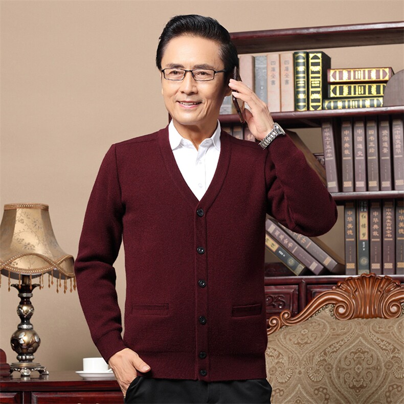 春秋季中老年加厚毛衣男新款针织开衫长袖纯色外套爷爷装休闲男装,男装针织衫/毛衣,电商B212（原钱塘6029）