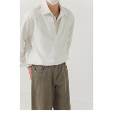 有货DCA6720-特批45日系复古假两件白色长袖衬衫男春秋，男装衬衫，星座603-2