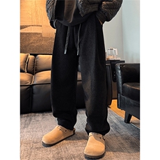 大码雪尼尔针织裤子男冬季加绒加厚弯刀阔腿休闲裤s670p50，男装卫衣，星座1112-1