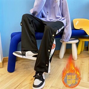 排扣裤男秋冬ins痞帅加绒印花休闲运动裤A392P38，男装休闲裤，星座1116-2
