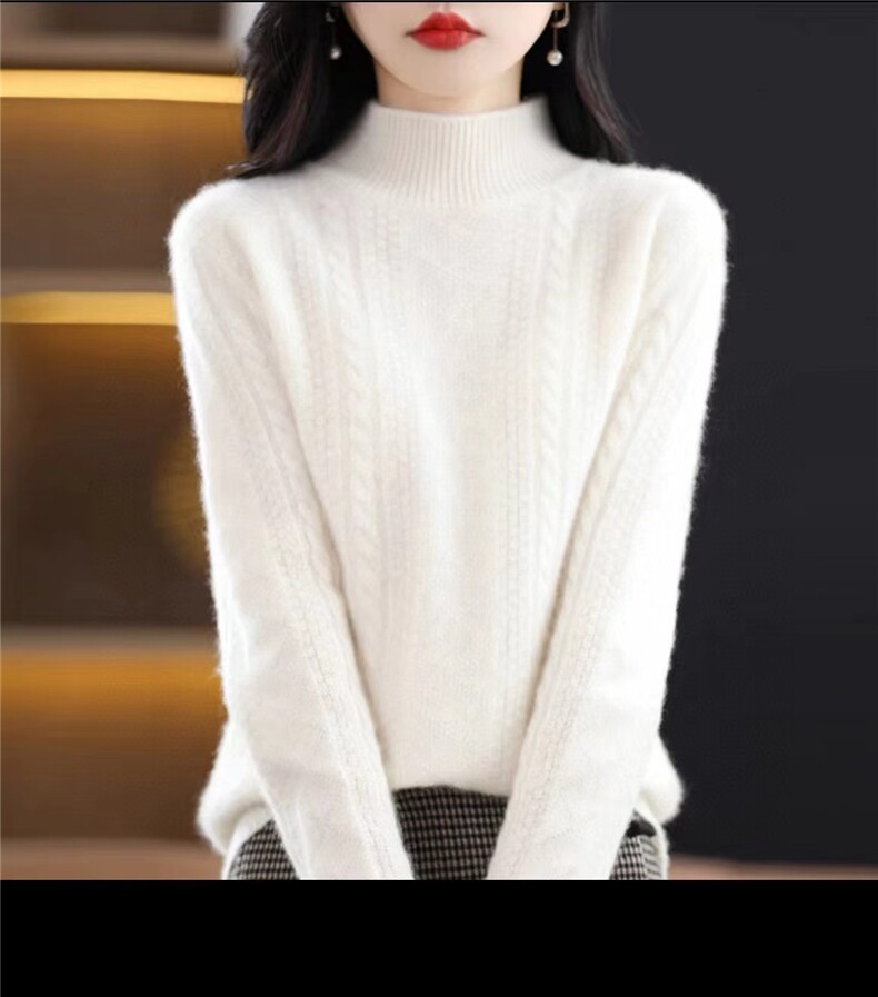 半高领打底衫女2024新款内搭显瘦百搭纯色针织衫,针织衫/毛衣,昂家羊绒