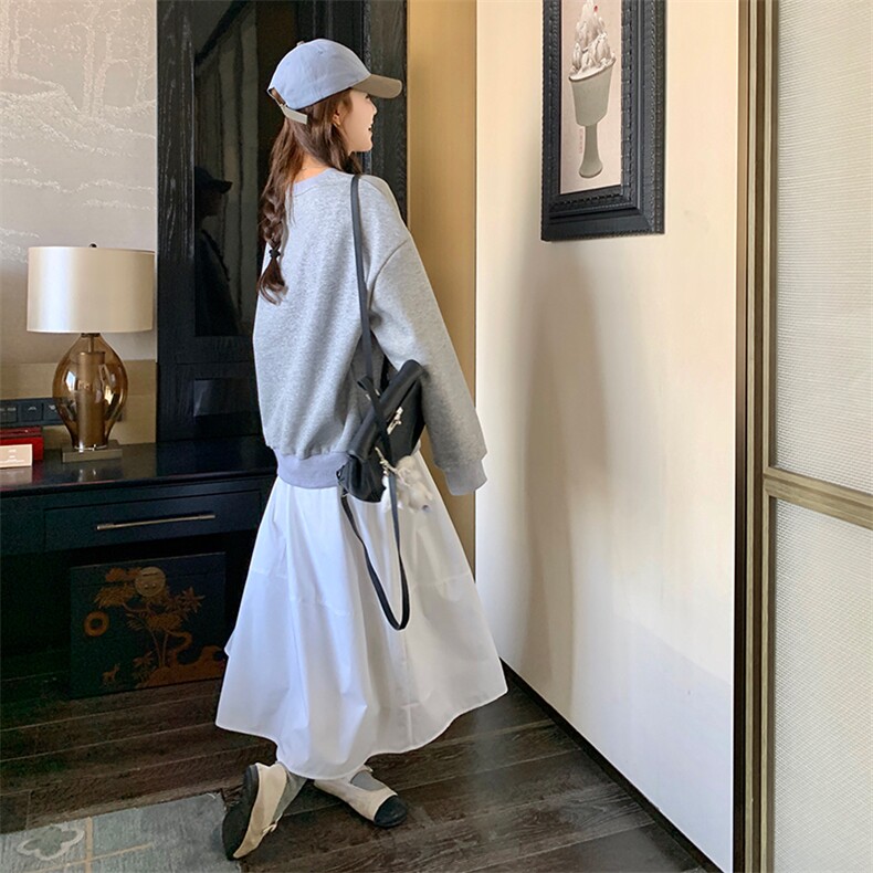 时尚休闲卫衣套装女2025春秋新款韩版小个子宽松显瘦半身裙两件套,女装套装/套裙,2C037