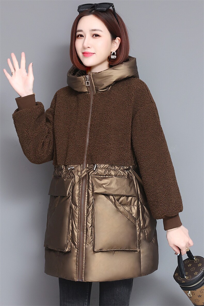 2022冬装新款气质优雅减龄百搭宽松中长款棉衣/棉服连帽长袖女,女装棉衣/棉服,丽影随形