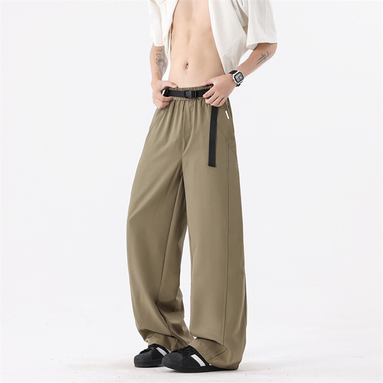 特批28数据款夏冰感夏季薄款直筒裤百搭垂感冰丝裤自带腰带KH920,男装休闲裤,电商A128