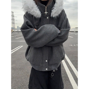 1506-1/M3671/P86大毛领派克棉服男女冬季保暖连帽棉衣情侣潮牌图片