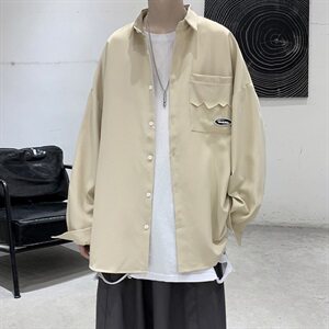 男款休闲宽松中h性纯色上衣衬衫百搭CS07