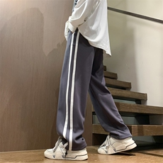 港风美式卫裤宽松休闲两条杠松紧拖地卫裤XZ302B-1-K23306P45，男装休闲裤，星座302B-1