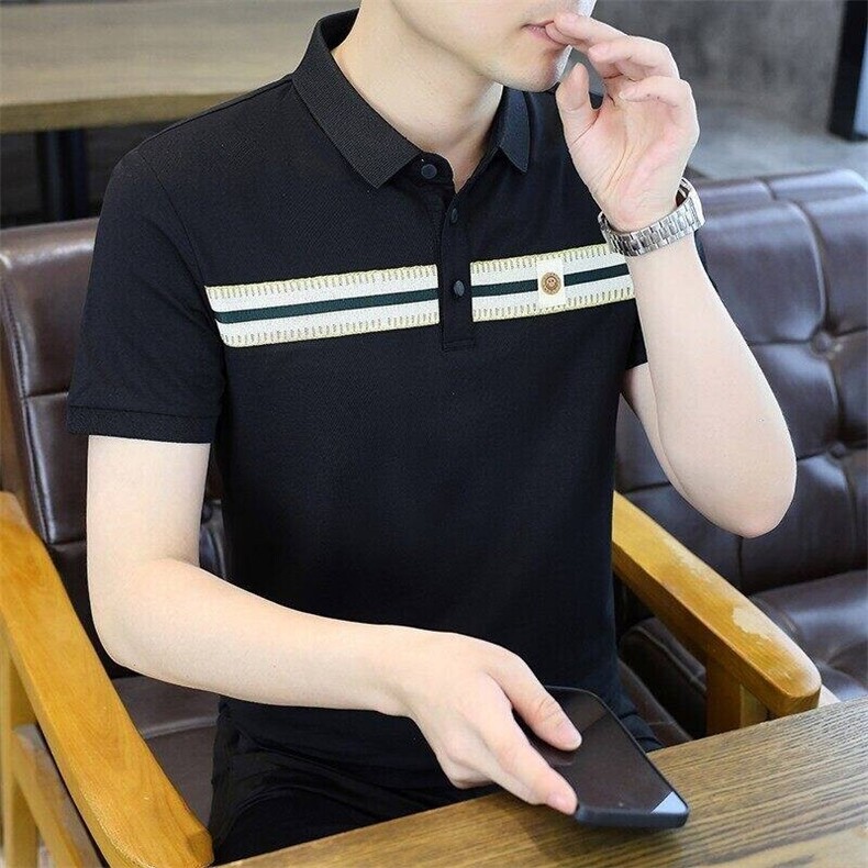 25085-P40夏季时尚休闲T恤男POLO衫商务休闲翻领打底衫,男装Polo衫,电商D310B-1
