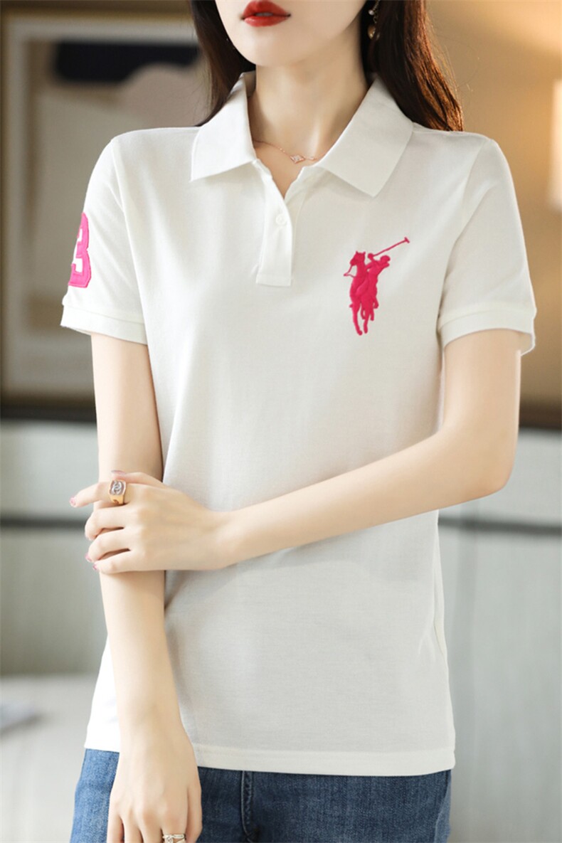 2025春季新款休闲百搭经典马加三女款Polo衫,女装T恤,德尔信羊绒
