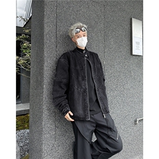 外骨骼脊柱’结构做旧重水洗活页机车短宽牛仔外套夹克W6269-P75，男装夹克，星座412-3