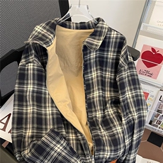 复古格子布双面穿外套男春秋休闲夹克高级感上衣潮牌W9324/P77，男装夹克，星座506B