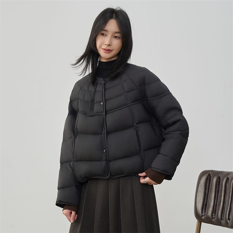 现货2025年冬季新款90白鸭绒休闲风简约时尚羽绒服女外套,女装羽绒服,阳光伊恋