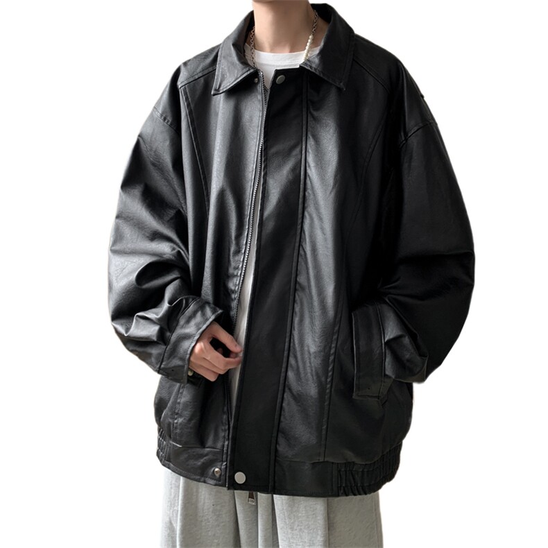 抖音直播！pu皮衣机车服宽松夹克男CP40-特p65控价：118,男装夹克,电商B371