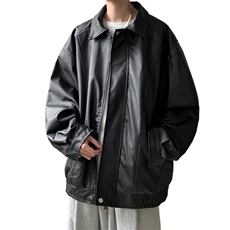 抖音直播！pu皮衣机车服宽松夹克男CP40-特p65控价：118，男装夹克，电商B371