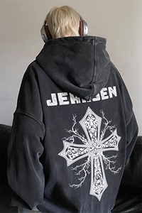 水洗连帽卫衣美式高街十字架印花JK23385特p53-控88图片