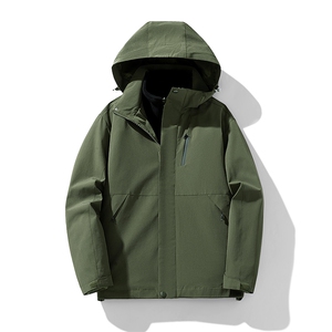 冬季三合一外套日系连帽男装青年夹克户外防水冲锋衣外套6152-P90图片