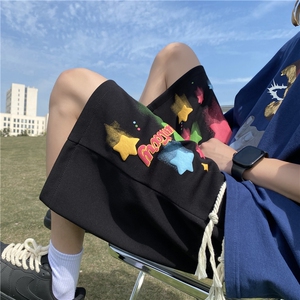 抖音品质夏季新款发泡星星印花宽松短裤B315-K24114-特p30控58图片