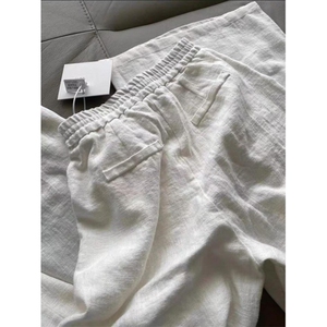 网图现货！夏季超舒服亚麻纯色长裤休闲百搭高级-XK80025-特批45,白色休闲短外套搭配图片