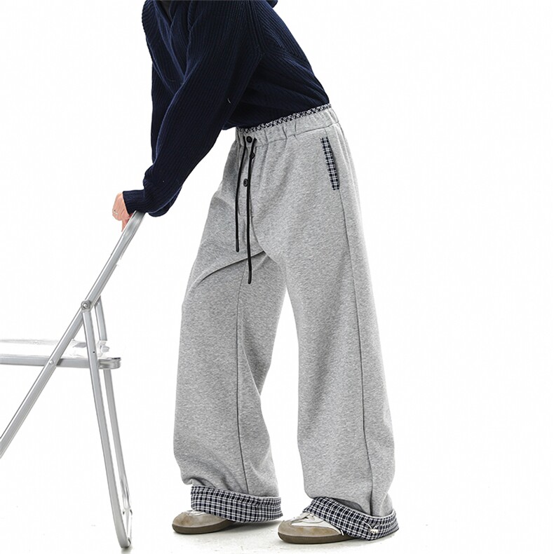 《现货》2026春季格子翻边运动裤卫裤休闲裤GXX175-P65，男装休闲裤，电商C303