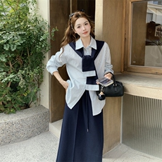 现货--2026年春季新款蓝色二件套+披肩203-2606-P165-K268，女装套装/套裙，浙宝203