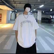 T恤潮流圆领男港风烫钻2026夏季新款短袖时尚B299-X5217-P35-控49，男装T恤，电商A061-1