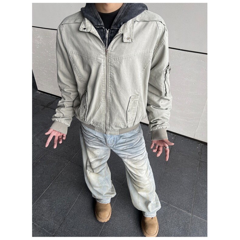 W10542-P75网图现货新款设计感宽松百搭棒球服夹克外套高品质,男装夹克,星座1608