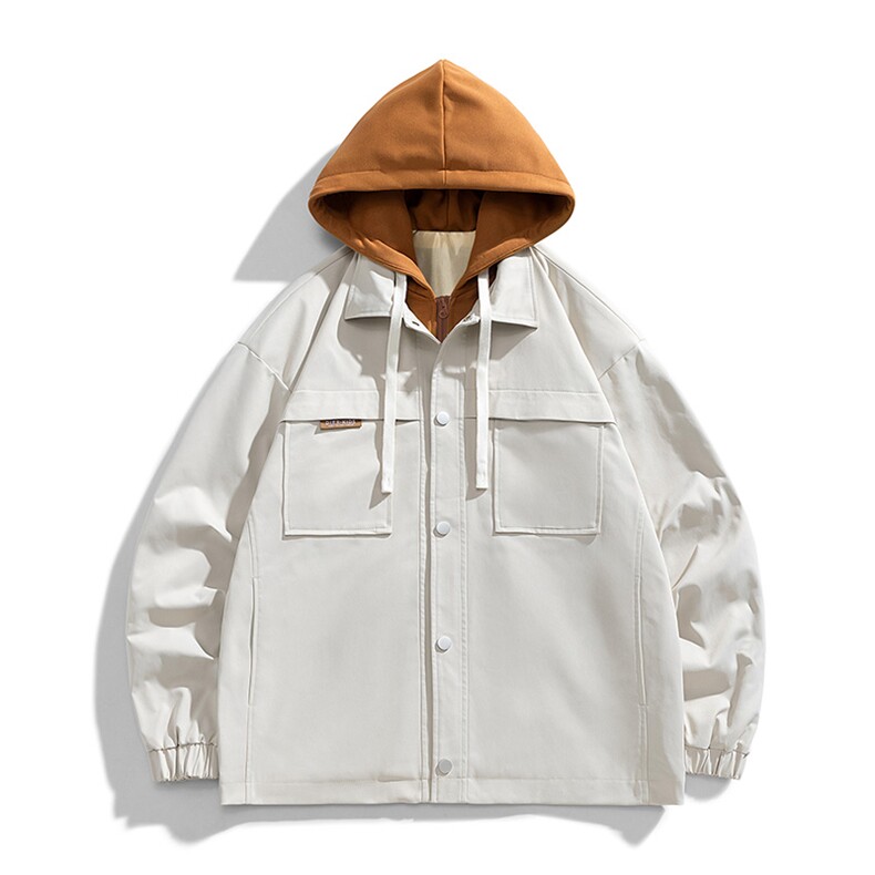 JK9968P85新港风连帽假两件情侣夹克宽松百搭外套M-4XL,男装夹克,星座1204