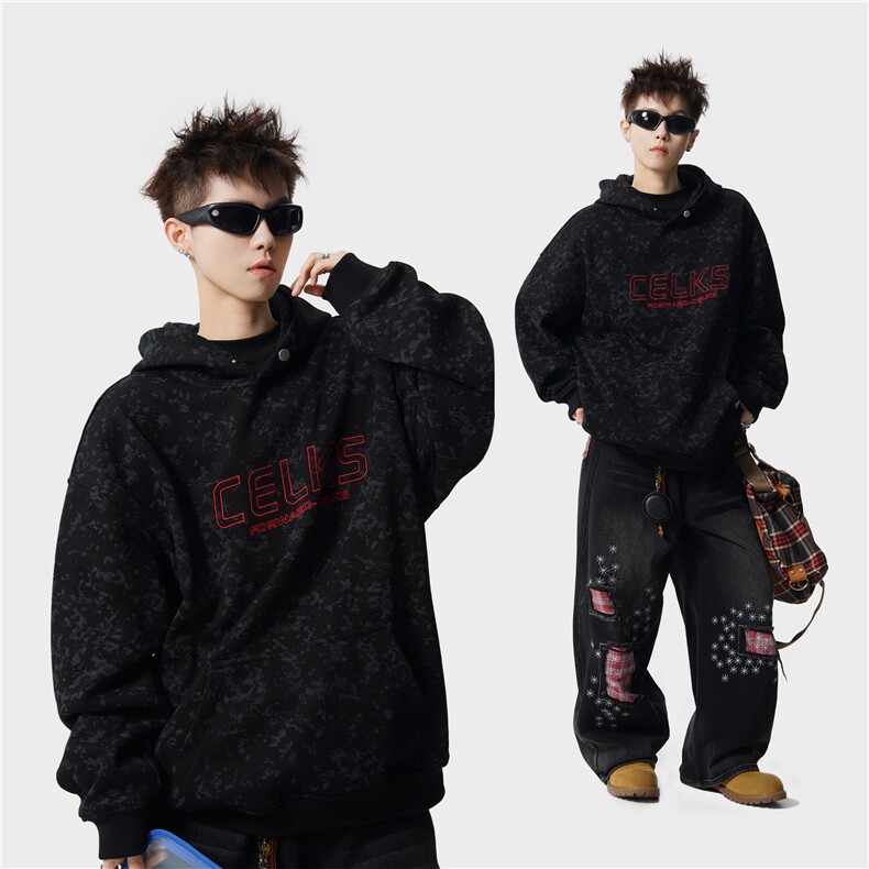 秋季扎染重磅420克连帽卫衣男B219A-ZL2501-P65加绒P70控98,男装卫衣,电商B219A