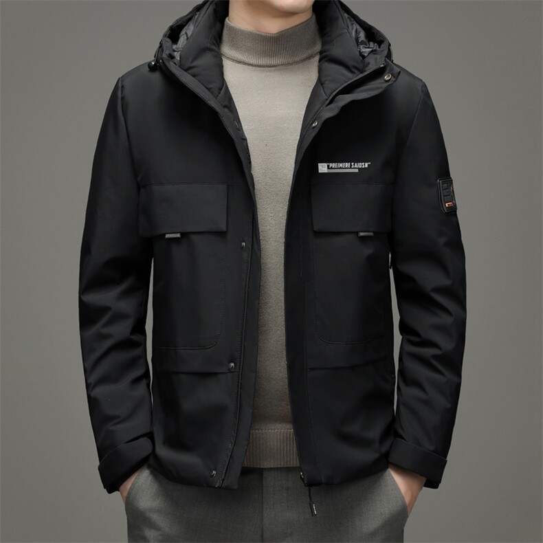 2023秋冬新款商务休闲中年男士连帽工装羽绒服SNNYR86R9615-P230，男装羽绒服，电商B212（原钱塘6029）