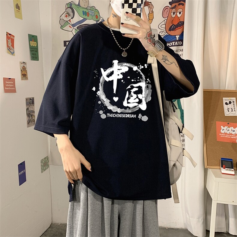 Q11134-P30春夏季七分袖t恤男大码五分袖男短袖中袖,男装T恤,电商A040
