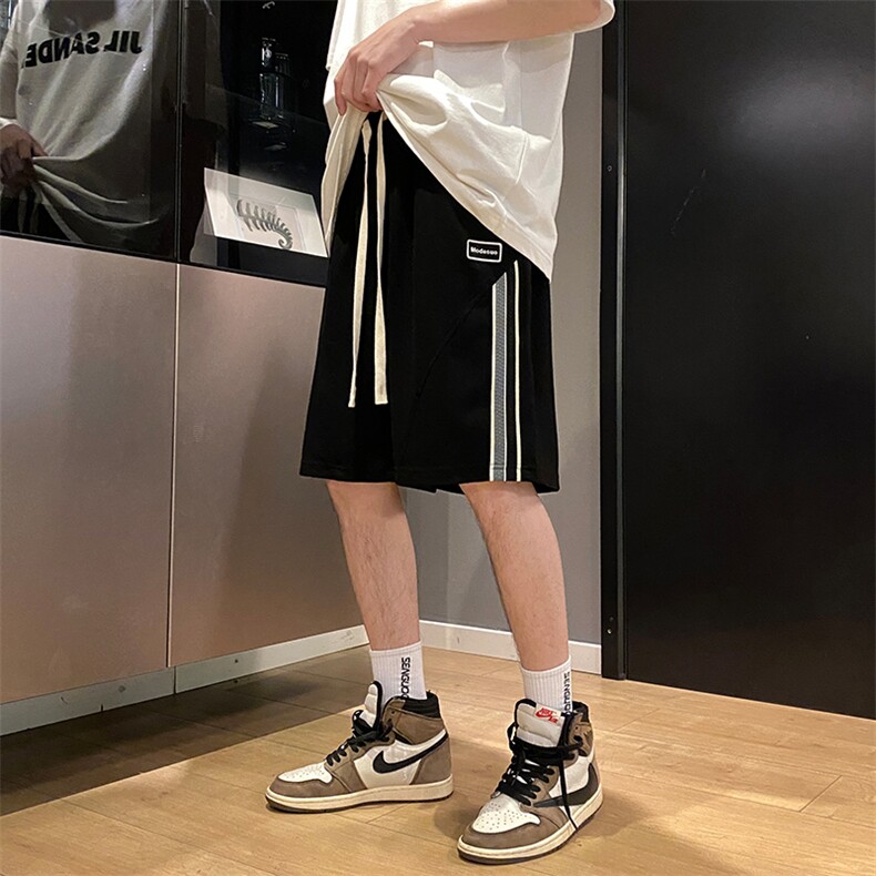 2024夏季新款港风个性撞色条纹短裤运动五分裤DK2307-P38,男装休闲裤,星座914-3