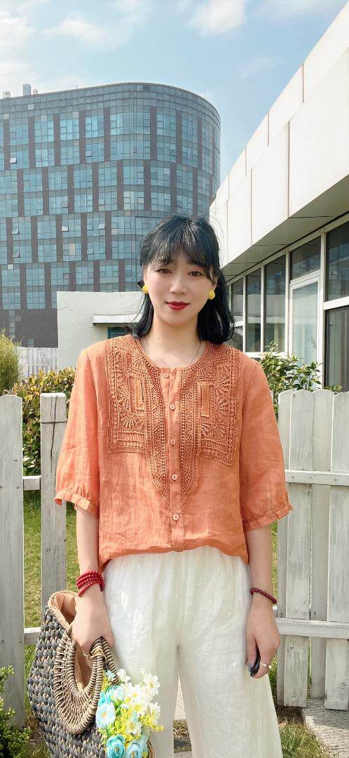 纯苎连衣裙小衫裤子裙子衬衣 时尚风 风淑女风休闲风，女装连衣裙，川哲