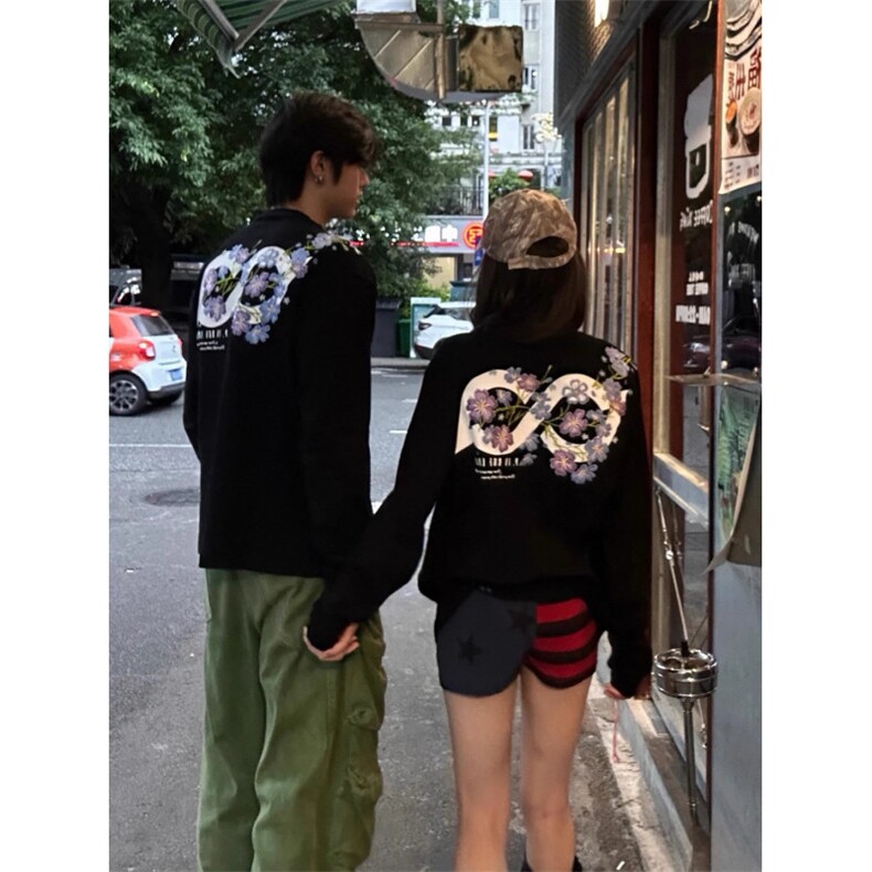 5215-P50刺绣内里有铺布不刺身螺纹领包边休闲长袖,女装卫衣/绒衫,星座617A-2