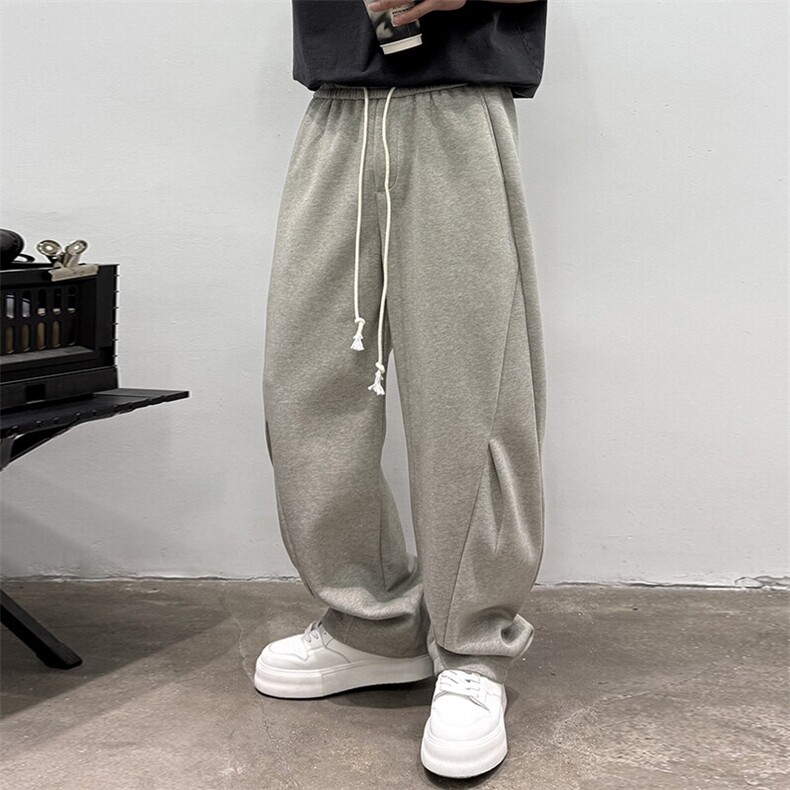 新款男士纯色宽松直筒休闲裤宽松弯刀裤运动阔腿卫裤511P80，男装休闲裤，电商B332-1