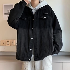 牛仔外套高街男ins潮水洗做旧渐变oversize棕色刺绣夹克X336/P55，男装工装外套，星座506