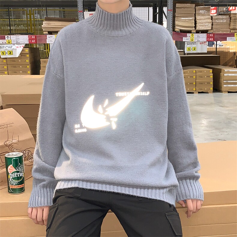 M18111-P45加绒P65半高领毛衣男士大码针织衫男毛线衣男线衫,男装针织衫/毛衣,电商A040
