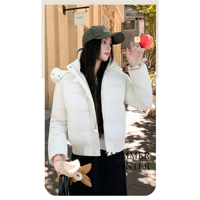 2025韩系新款毛领女短款韩版小个子加厚服冬装外套棉服,男装棉衣,星座1210-1