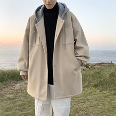 中长款风衣撞色外套男秋冬男士毛呢大衣时尚设计感夹克RR02P63，男装风衣，星座1013-5
