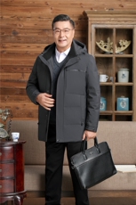 大货主推新款毛领可拆卸帽中老年羽绒服外套男士爸爸装羽绒服大衣，男装羽绒服，钱塘723